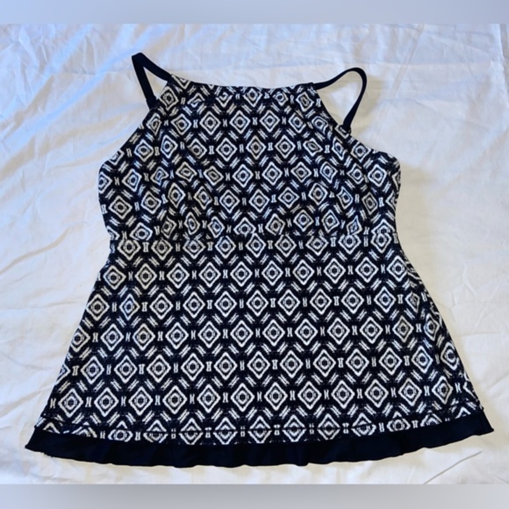 2/$30  Firpearl Women's Swimsuit High Neck Ruffle Hem Tankini Swimwear Top SZ 16